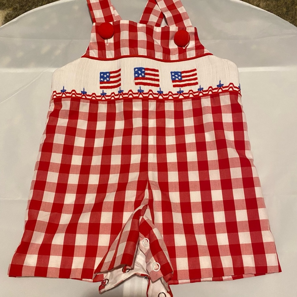 Stitchy Fish American Flag Shortall sz:12m NWOT